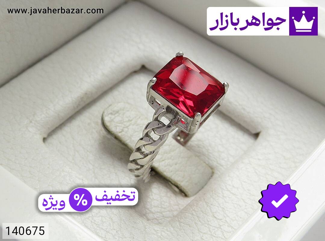 انگشتر نقره یاقوت سنتاتیک زنانه