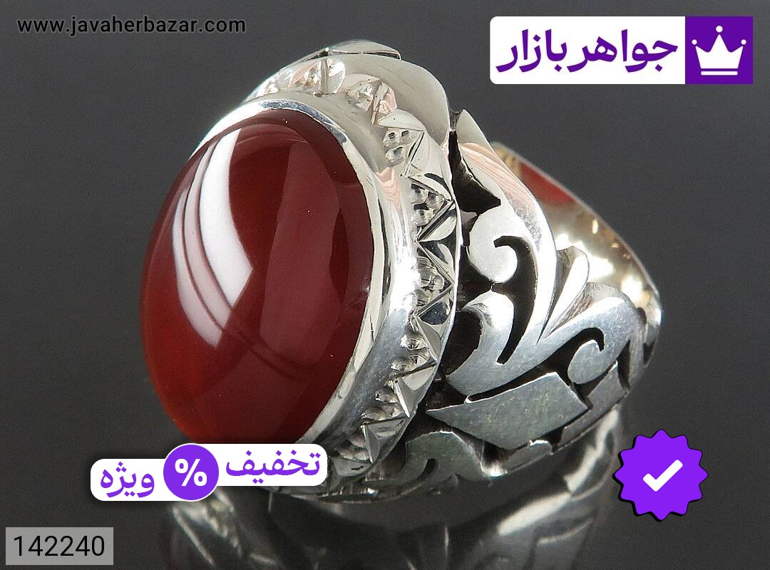 انگشتر نقره عقیق یمنی طرح سلطان مردانه دست ساز