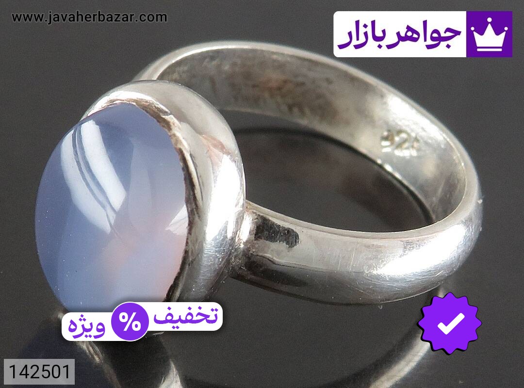 انگشتر نقره عقیق یمنی کبود زنانه دست ساز
