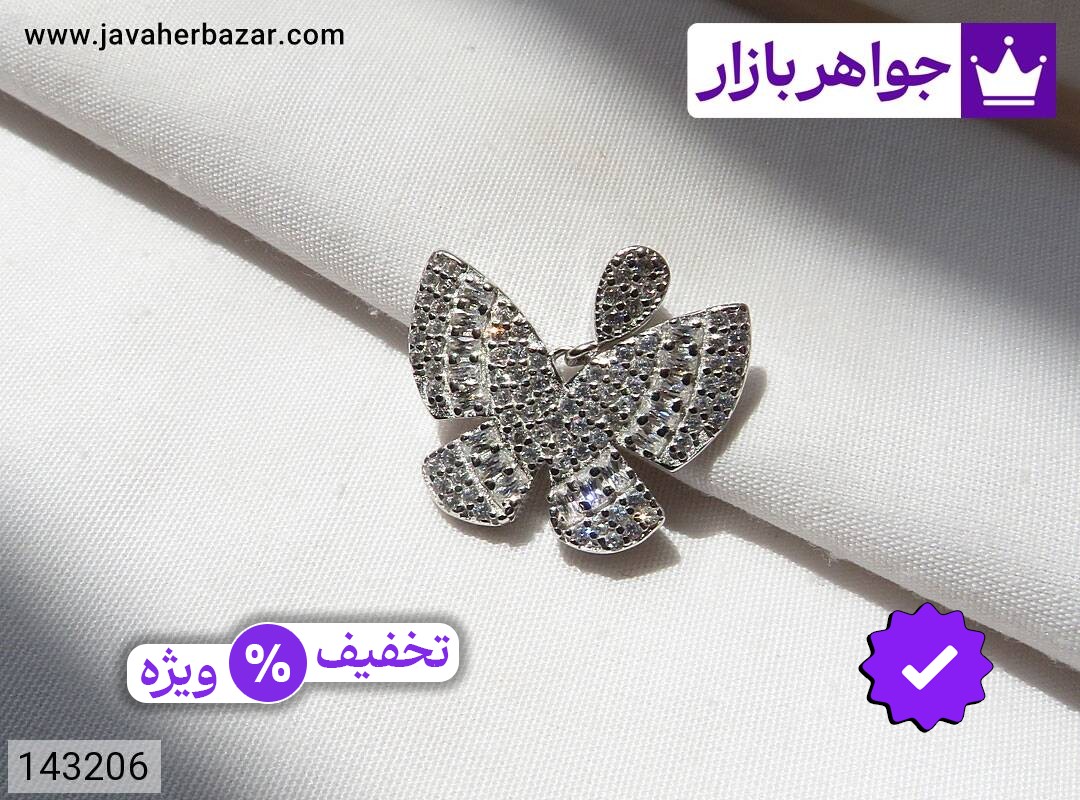 مدال نقره زنانه گردنبند نقره طرح پروانه زنانه