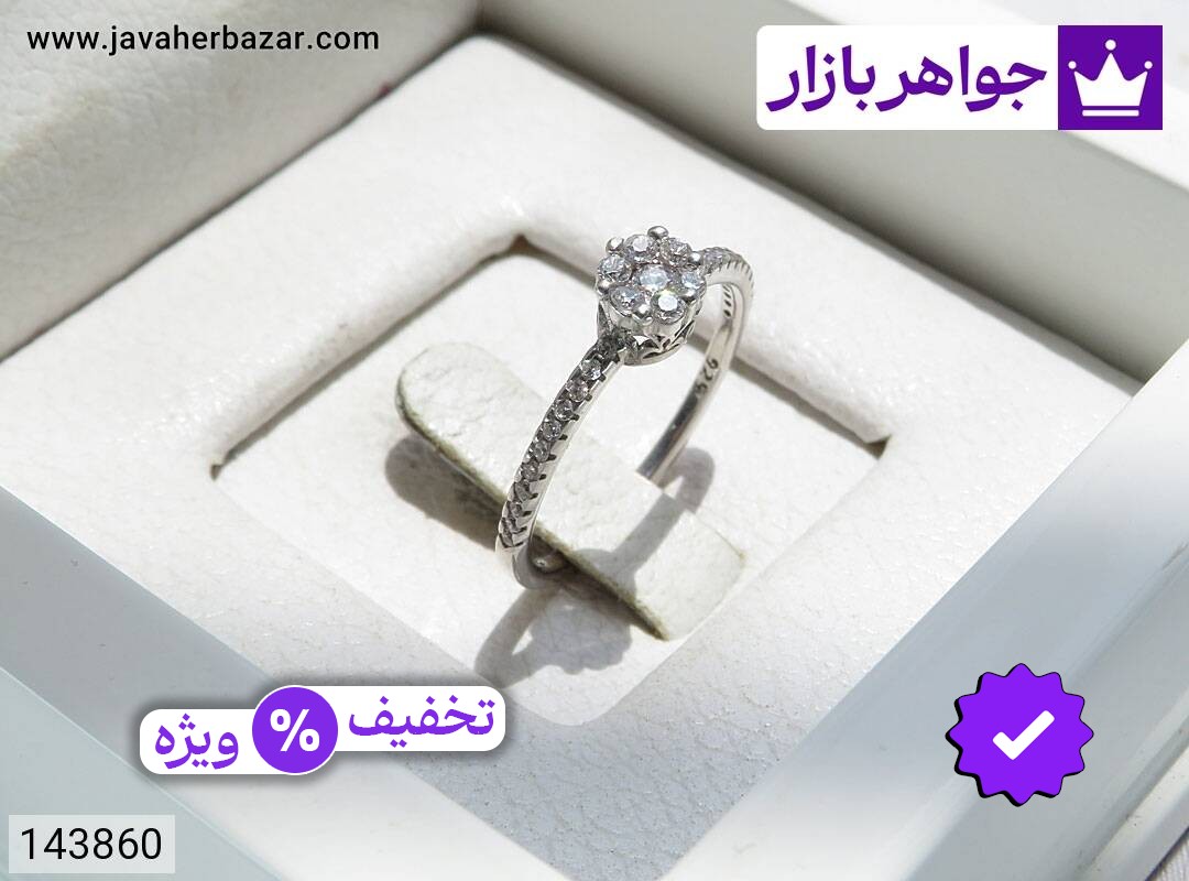 انگشتر نقره طرح فلاور زنانه ظریف