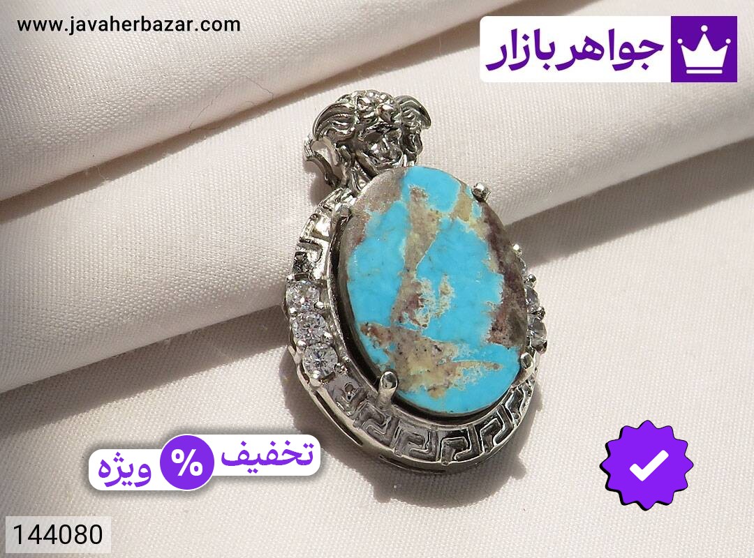 مدال فیروزه نیشابوری زنانه گردنبند نقره فیروزه نیشابوری خوش طرح زنانه