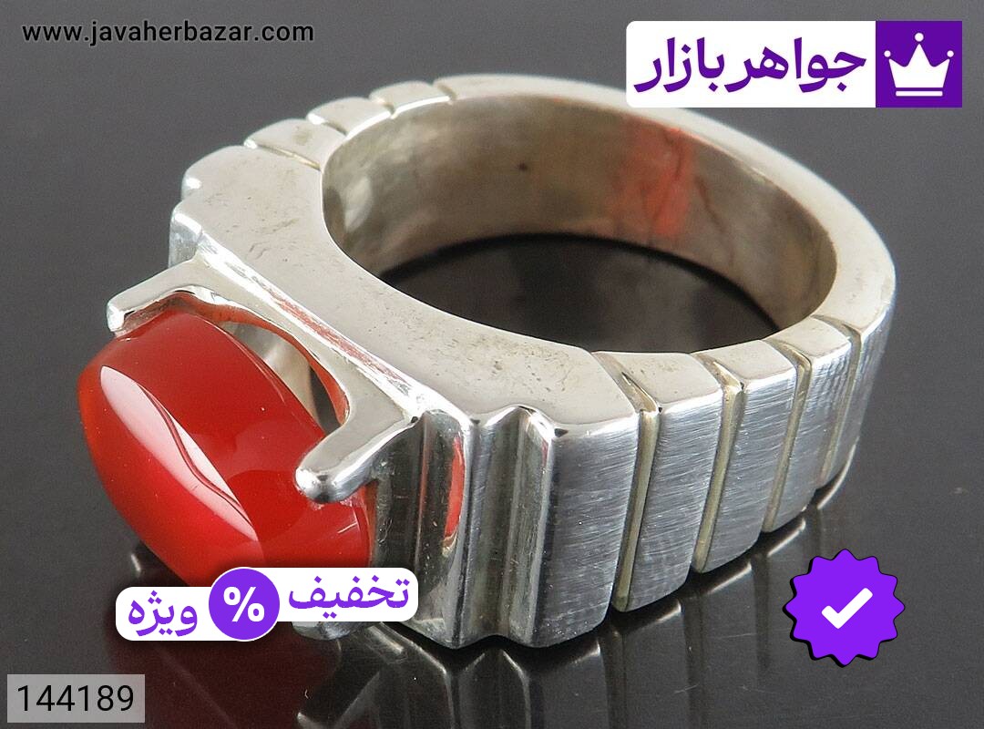انگشتر نقره عقیق یمنی قرمز خوش رنگ مردانه دست ساز