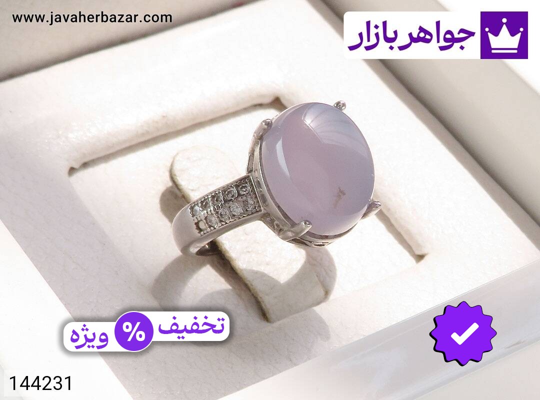 انگشتر نقره عقیق یمنی کبود زنانه