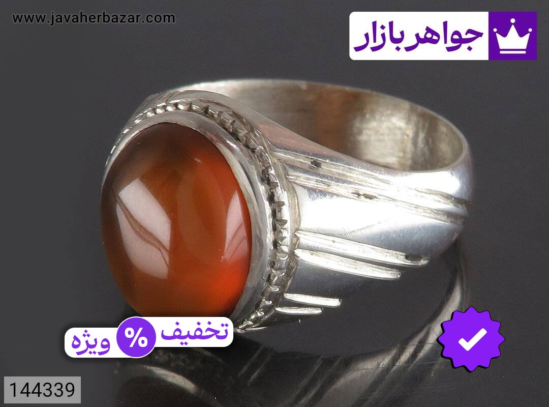 انگشتر نقره عقیق یمنی جذاب مردانه دست ساز