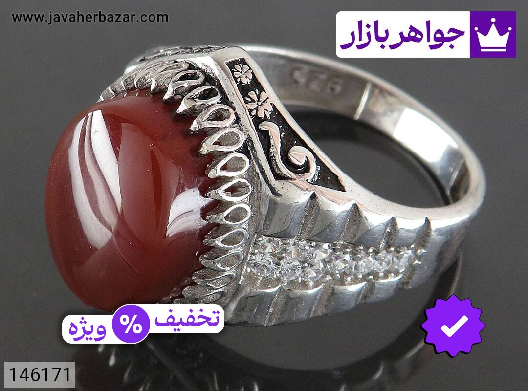 انگشتر نقره عقیق یمنی طرح رولکسی مردانه دست ساز