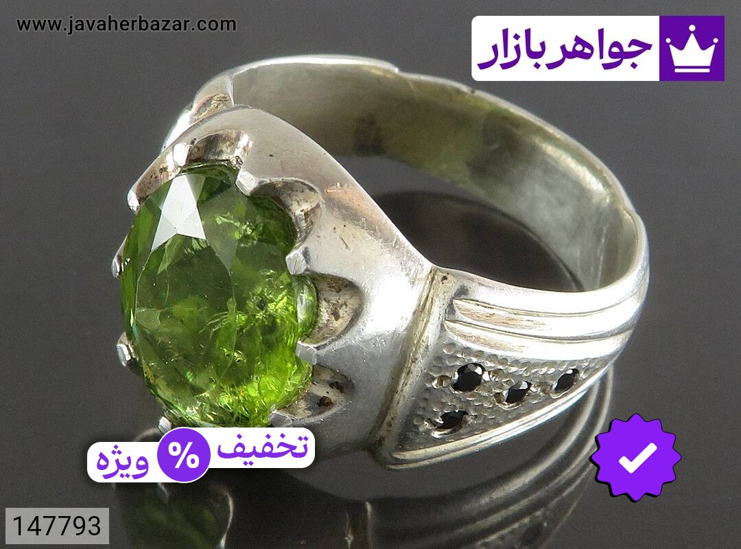 انگشتر نقره زبرجد با شکوه مردانه دست ساز