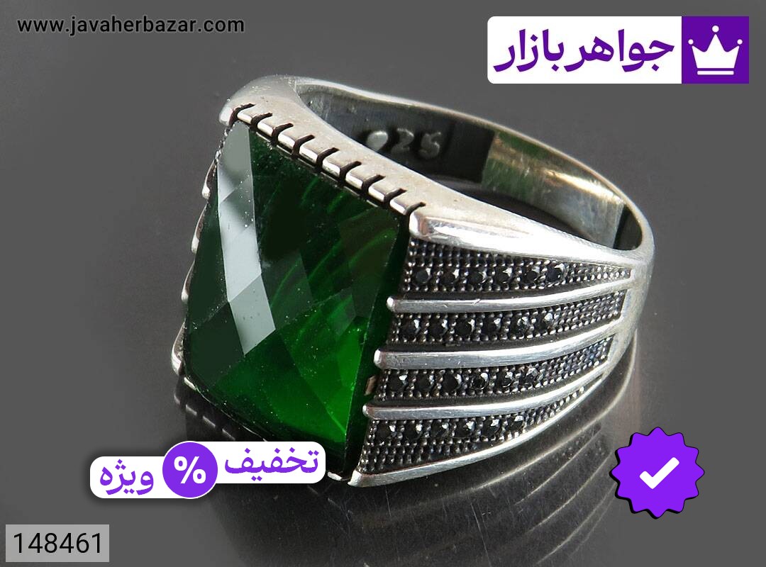 انگشتر نقره زمرد سنتاتیک مردانه میکروستینگ
