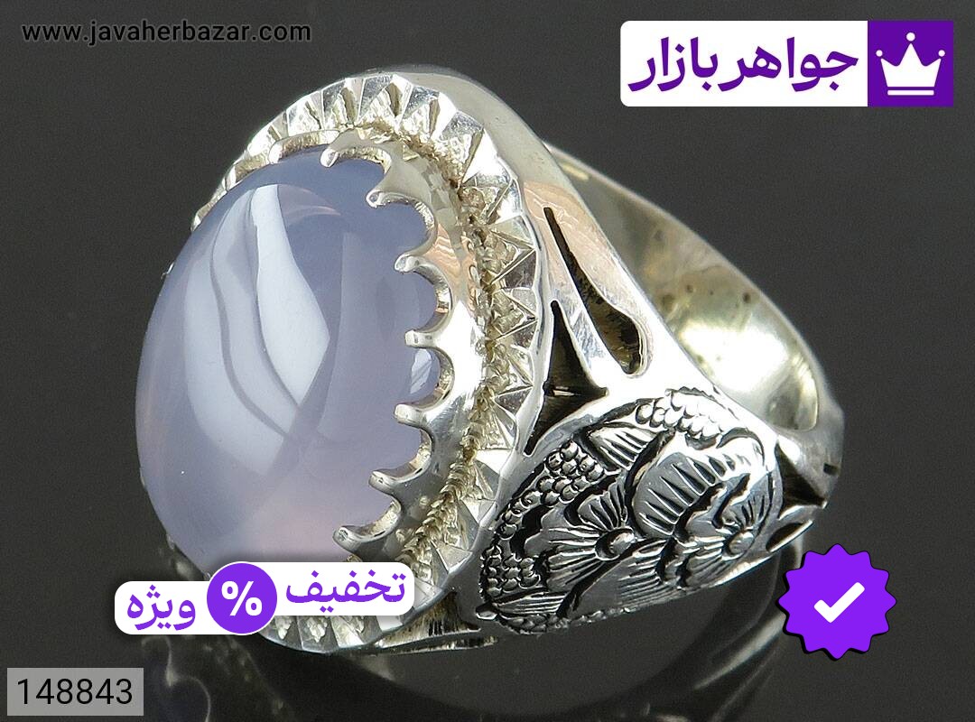 انگشتر نقره عقیق یمنی کبود ارزشمند مردانه دست ساز
