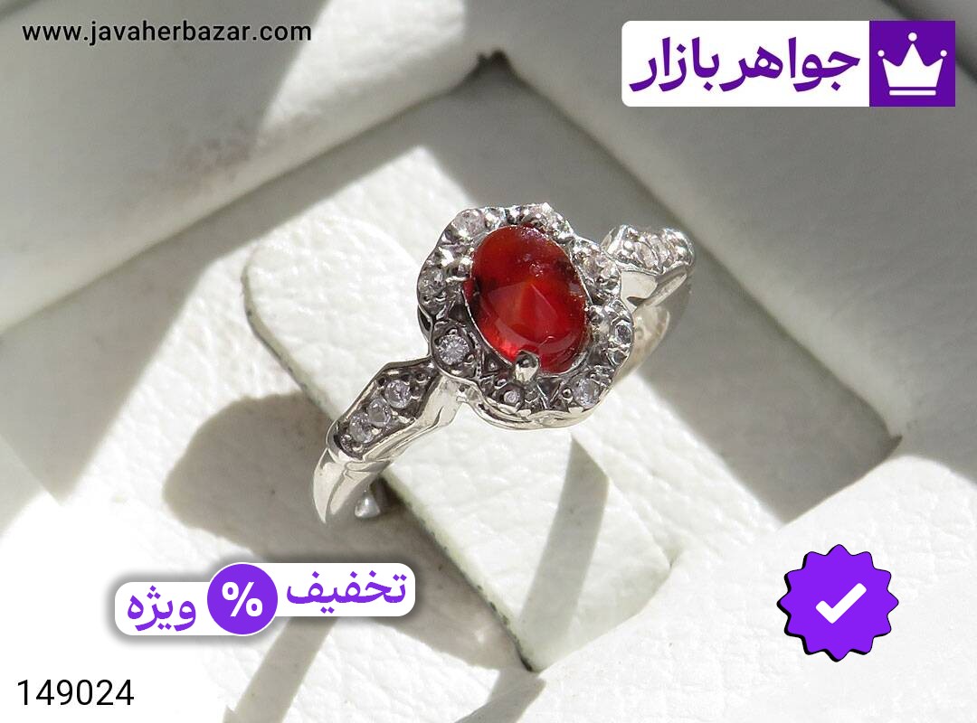انگشتر عقیق یمنی قرمز انگشتر نقره عقیق یمنی قرمز خوشرنگ بچه گانه