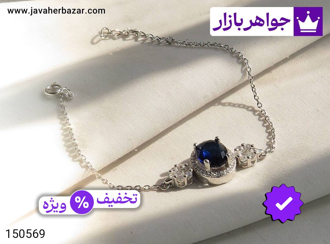دستبند نقره یاقوت سنتاتیک زنانه
