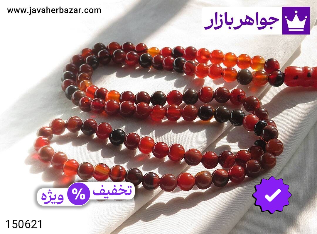تسبیح سنگ عقیق سلیمانی خوش رنگ و زیبا 101دانه