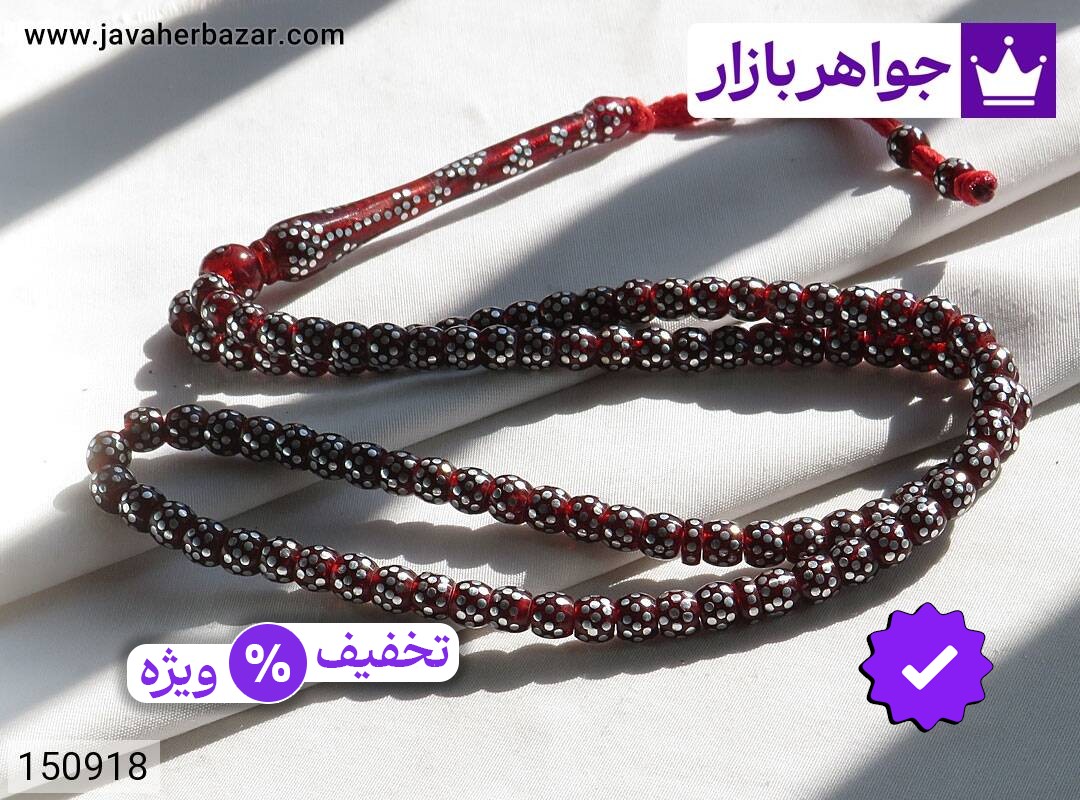 تسبیح سندلوس قرمز 33 دانه تسبیح سندلوس قرمز 33 دانه تبریزی خوش دست