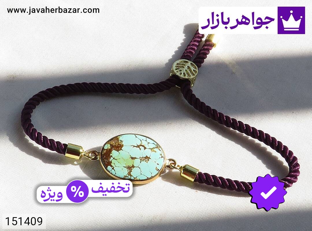 دستبند فیروزه نیشابوری با قاب طلا روس یک کار جذاب و جدید