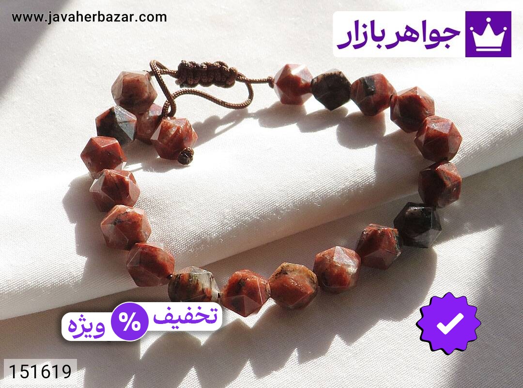 دستبند سنگی جاسپر زنانه دستبند سنگی جاسپر تراش استار زنانه