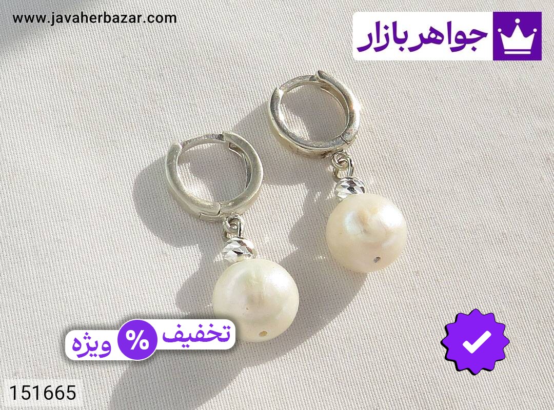 گوشواره نقره مروارید طرح پرنسس زنانه دست ساز