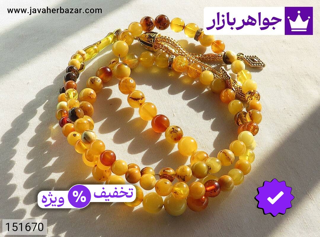 تسبیح کهربا بولونی لهستان 101 دانه مرغوب
