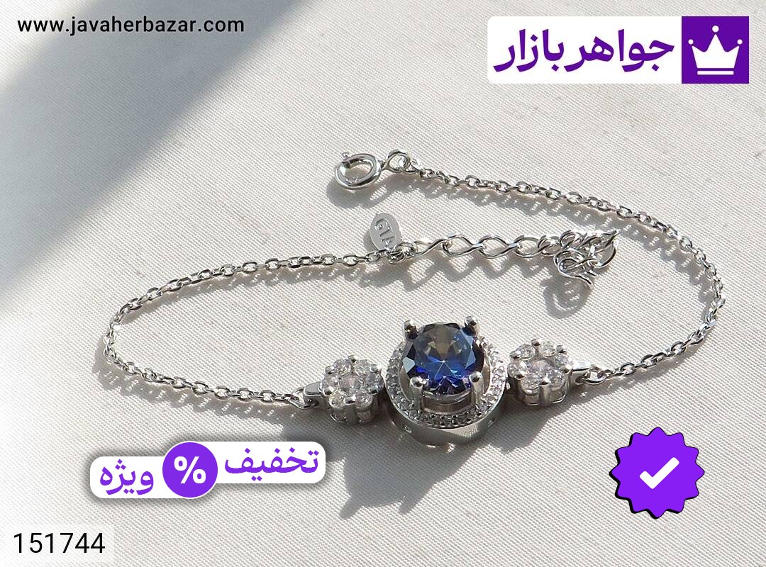 دستبند نقره یاقوت سنتاتیک زنانه