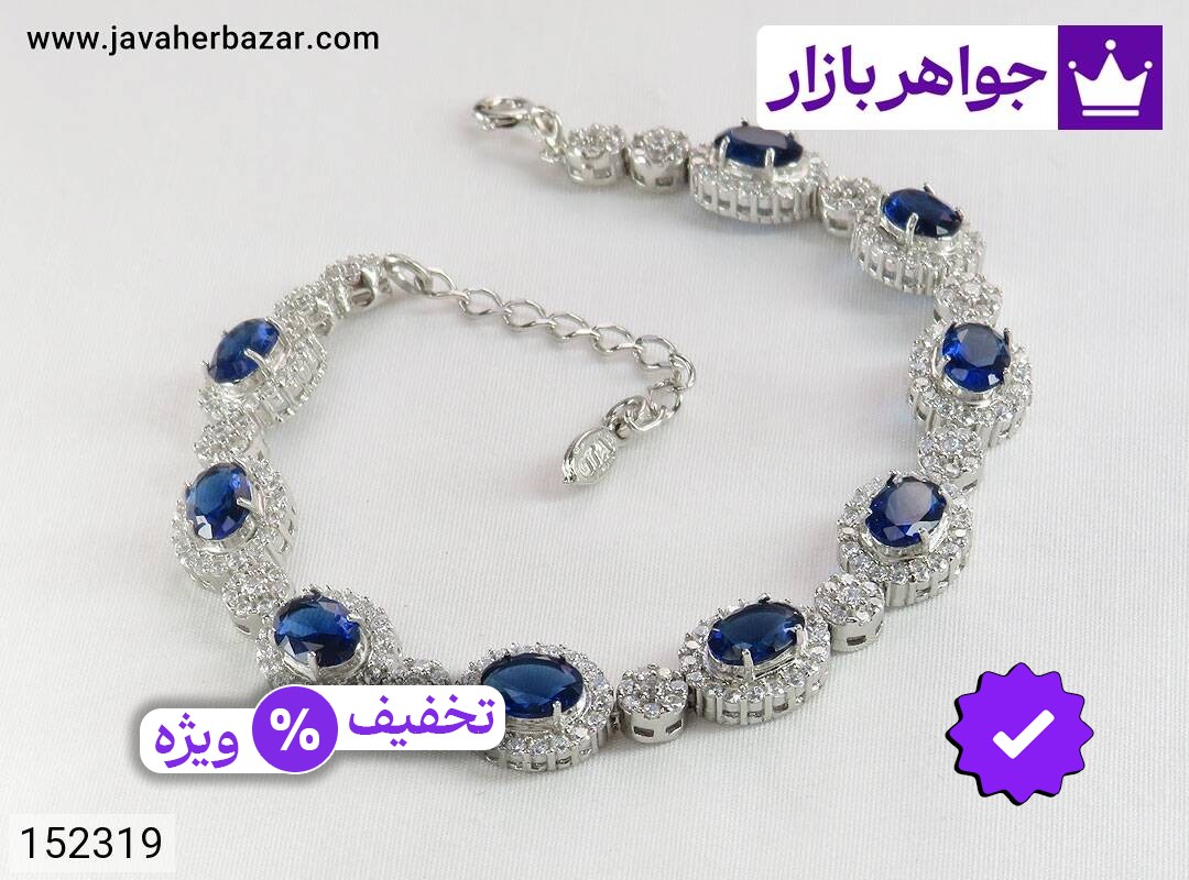 دستبند نقره یاقوت سنتاتیک زنانه