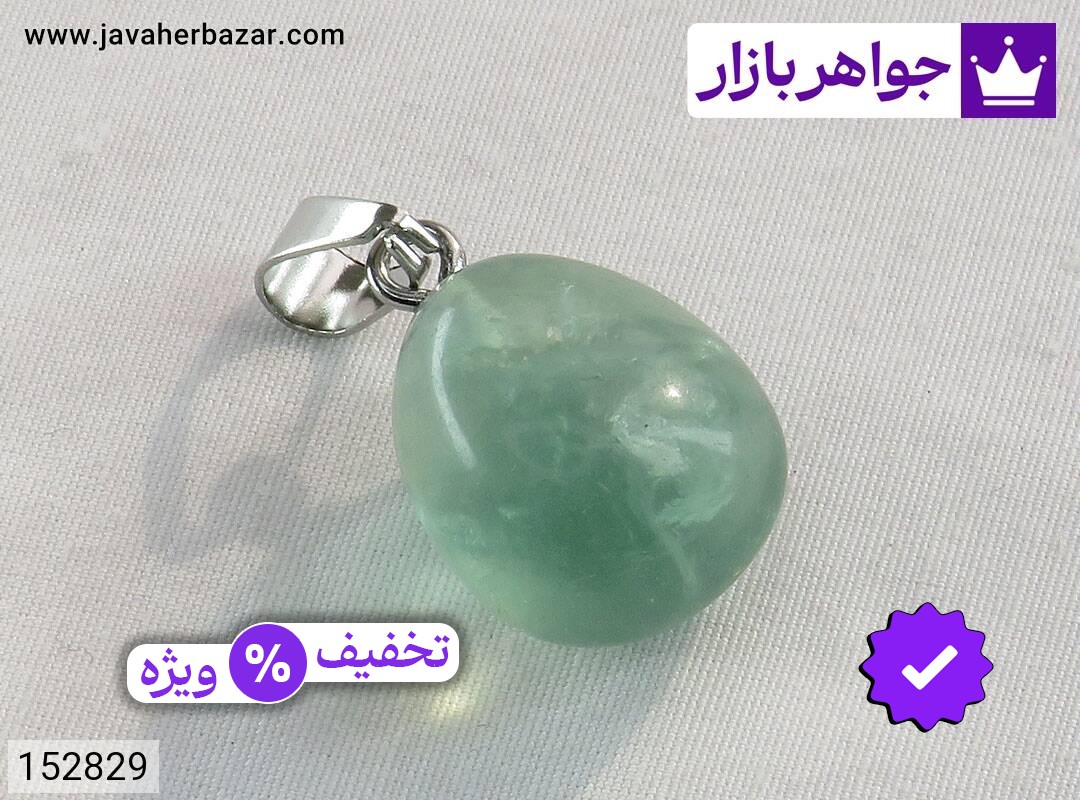 مدال فلورایت مدال سنگ فلورایت شفاف و زیبا همراه بند چرمی