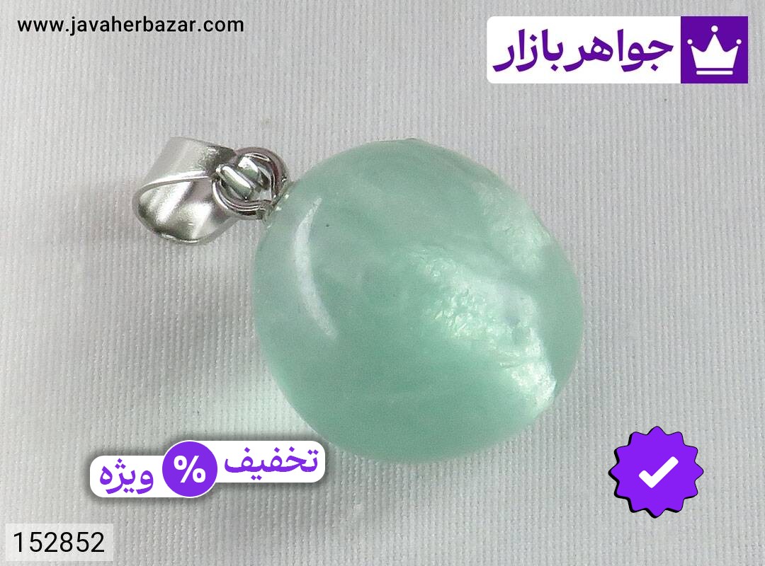 مدال فلورایت مدال سنگ فلورایت شفاف و زیبا همراه بند چرمی