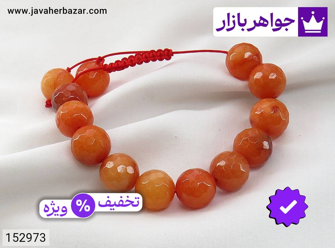 دستبند سنگی جید خوش تراش پرتقالی زنانه