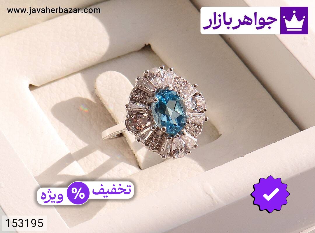 انگشتر نقره توپاز طرح سپیده زنانه