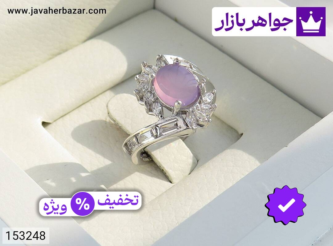 انگشتر نقره عقیق یمنی سوسنی طرح خجسته زنانه