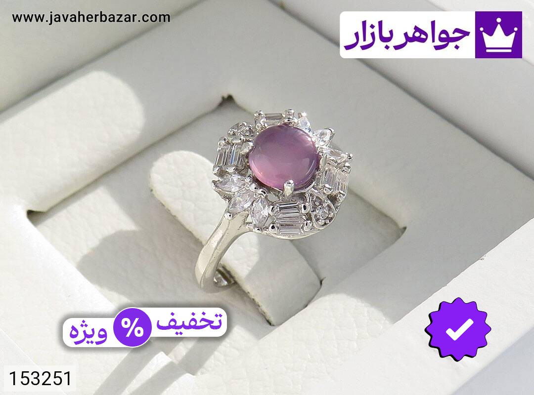 انگشتر نقره عقیق یمنی سوسنی طرح زهره زنانه