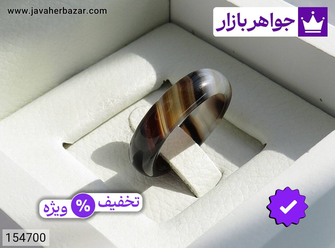 انگشتر سنگی عقیق سلیمانی سایز 56 زنانه
