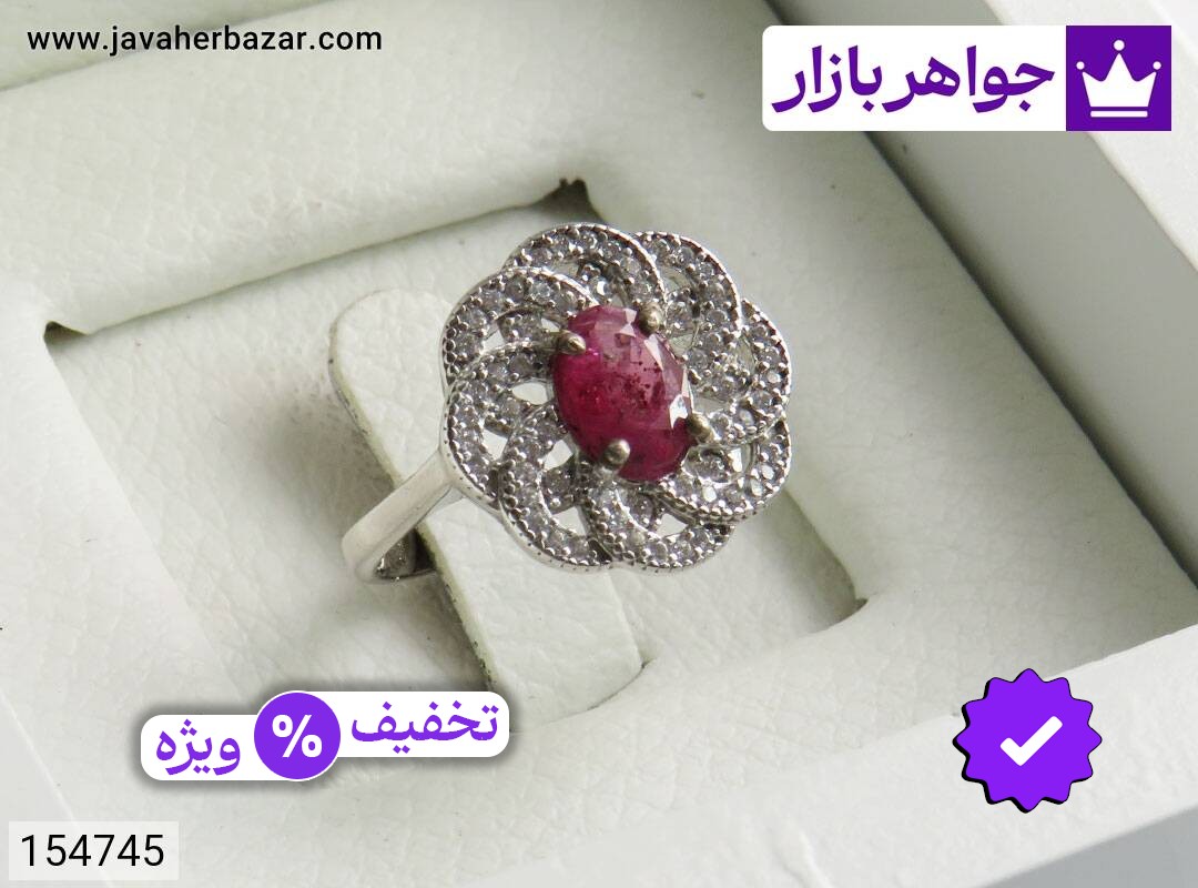 انگشتر یاقوت آفریقایی زنانه انگشتر نقره یاقوت آفریقایی دلبر زنانه