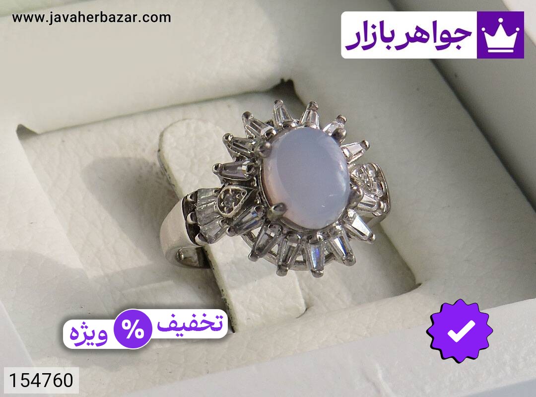 انگشتر نقره عقیق یمنی کبود طرح بهار زنانه