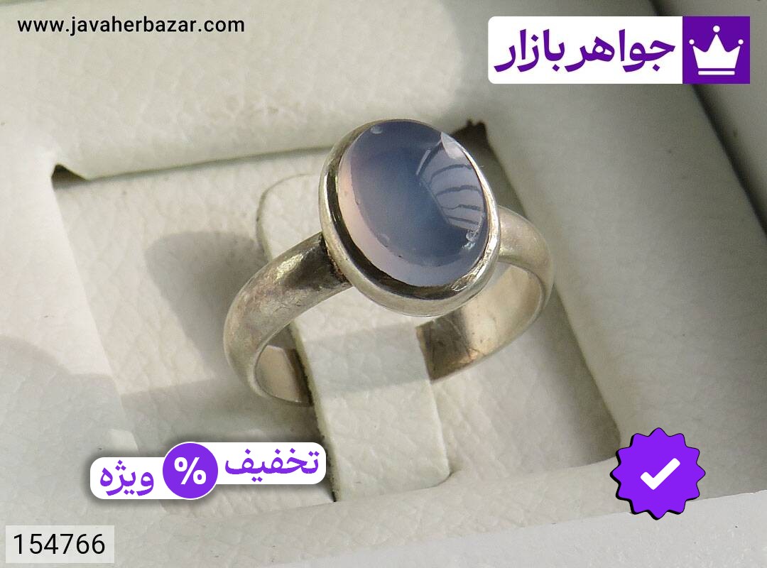 انگشتر نقره عقیق یمنی کبود زنانه