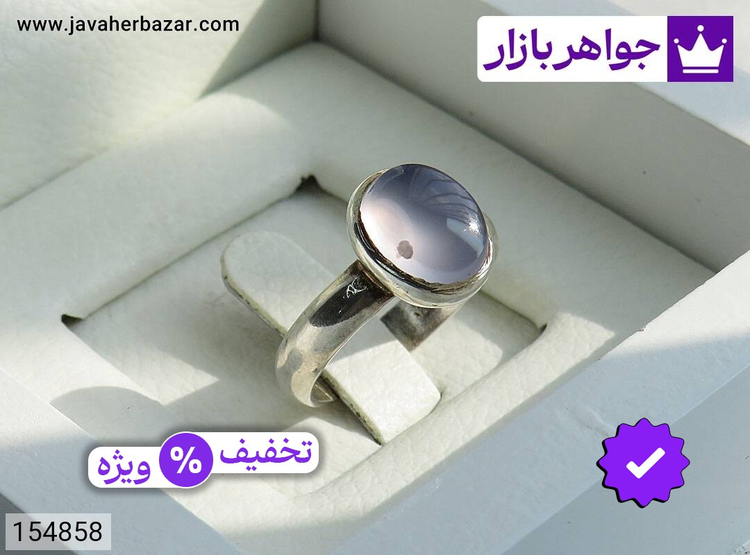 انگشتر نقره عقیق یمنی کبود ساده زنانه