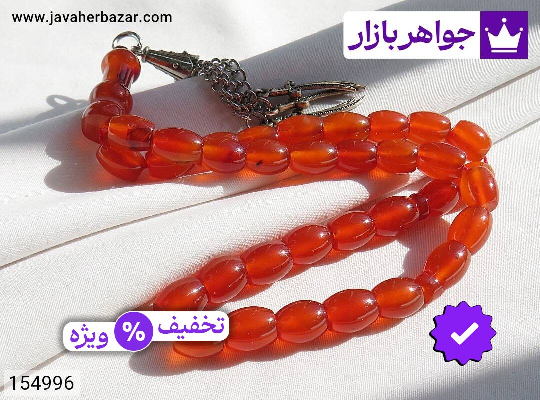 تسبیح عقیق یمنی قرمز 33 دانه خوش رنگ مرغوب