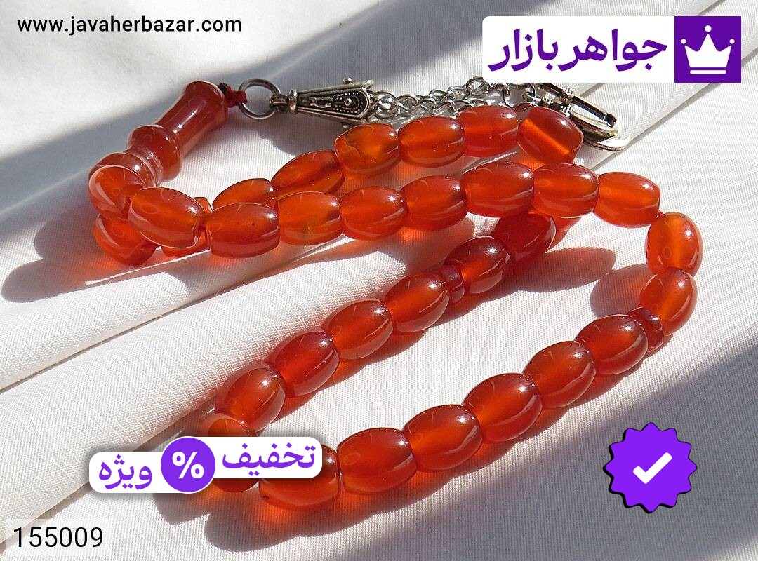 تسبیح عقیق یمنی قرمز 33 دانه بی نظیر