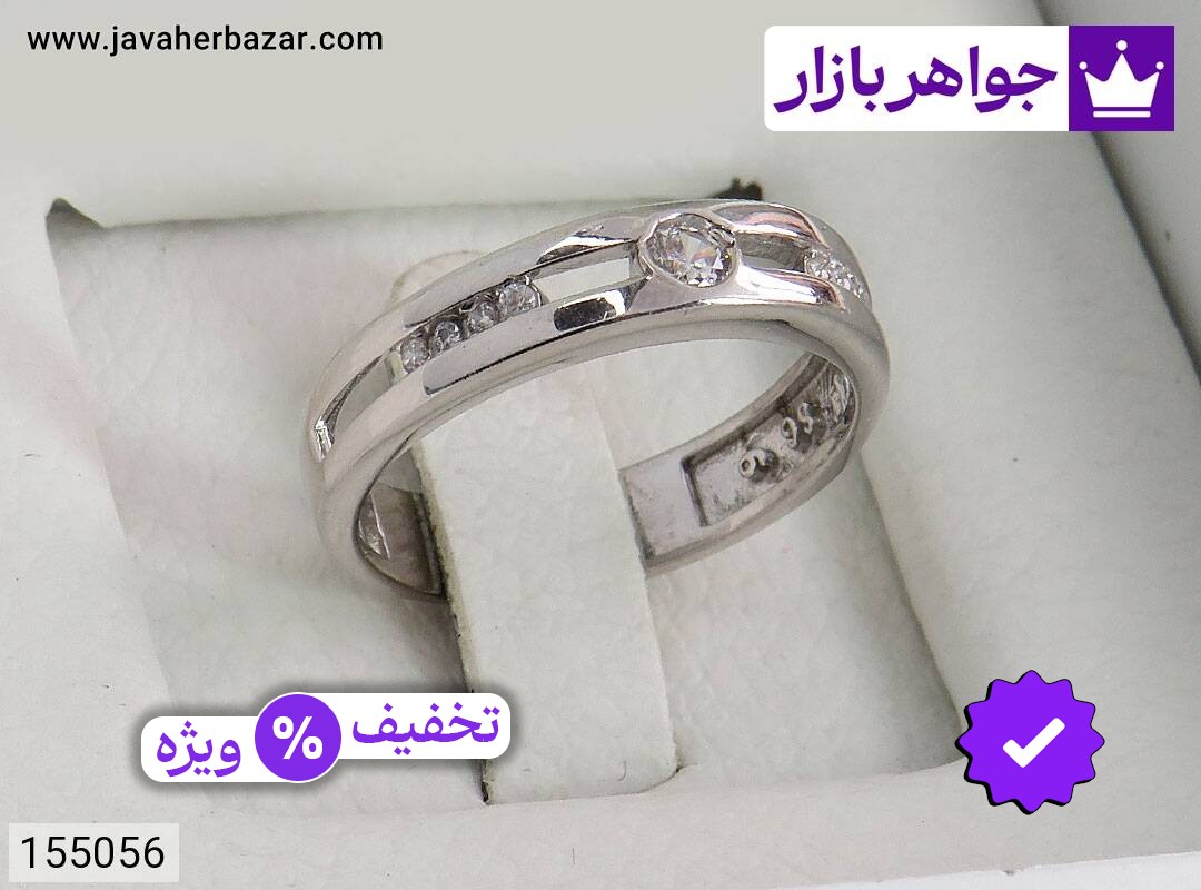 حلقه ازدواج نقره طرح نسترن زنانه