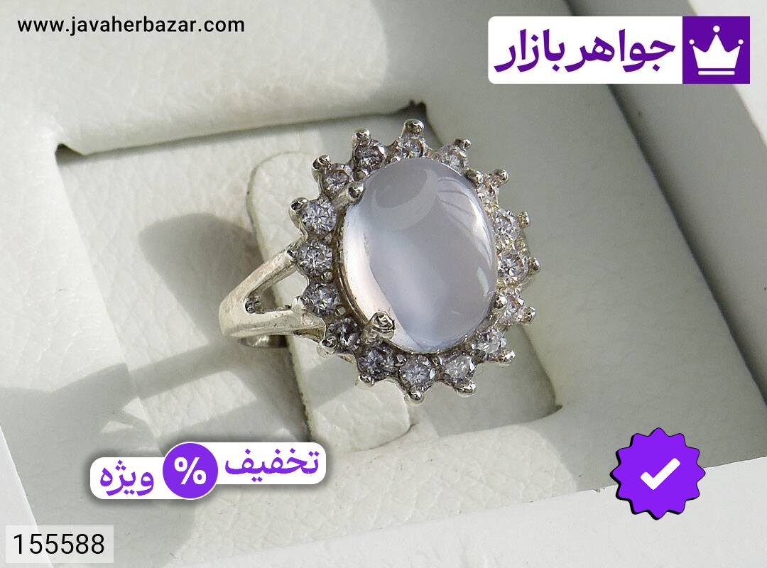 انگشتر نقره عقیق یمنی کبود زنانه