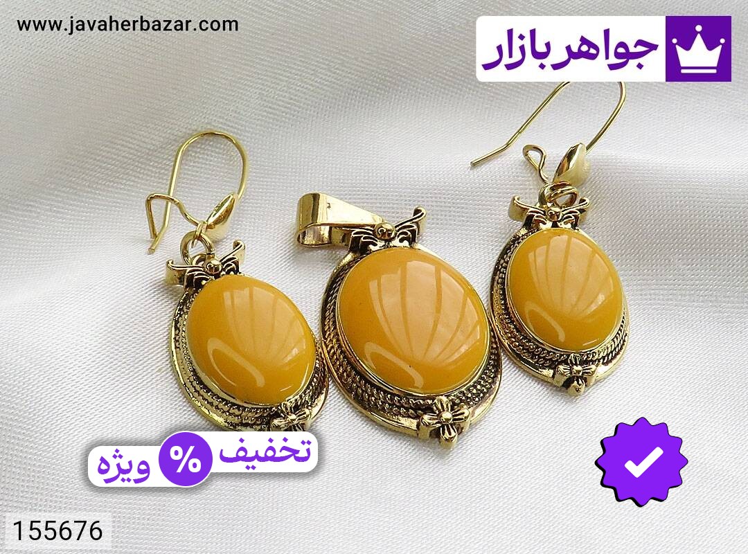 نیم ست طلا روس با رنگ و طرح زیبا