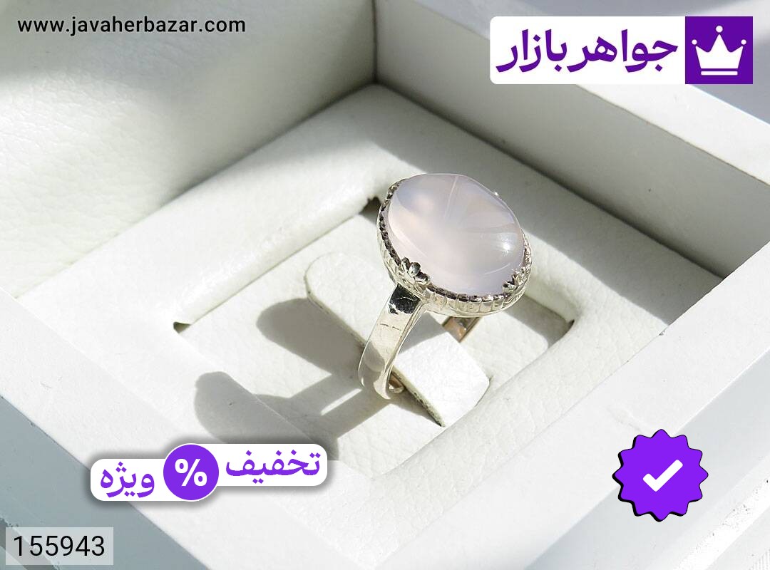 انگشتر نقره عقیق یمنی کبود خاص زنانه