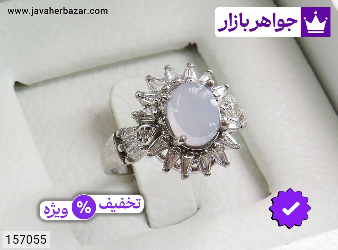 انگشتر نقره عقیق یمنی کبود زنانه