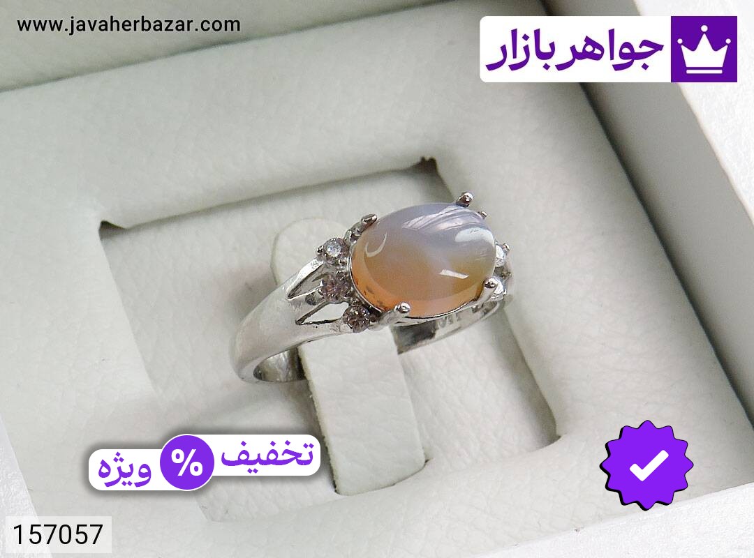 انگشتر نقره عقیق یمنی طرح سروناز زنانه