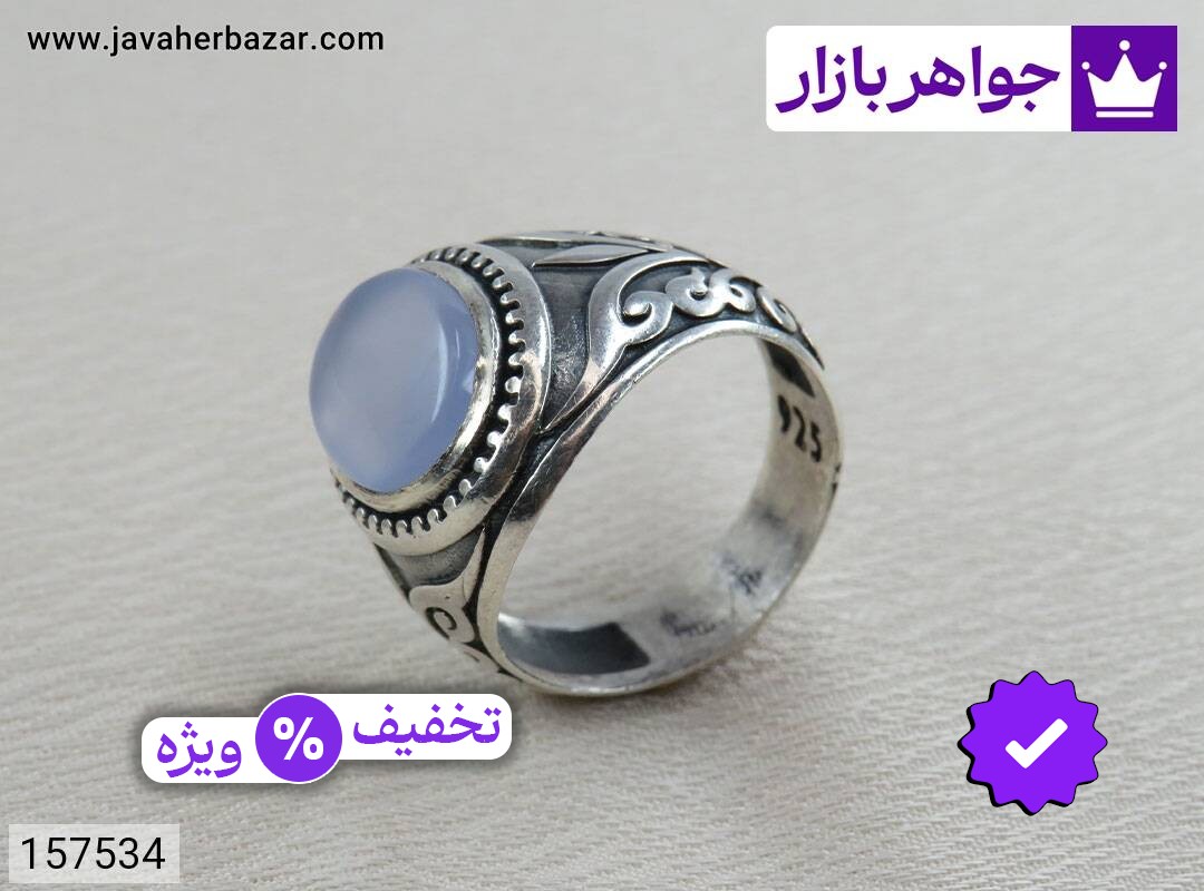 انگشتر نقره عقیق یمنی کبود زیبا مردانه
