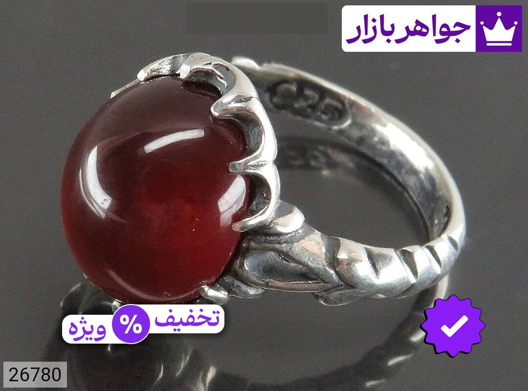 انگشتر نقره یاقوت قرمز گارنت مردانه
