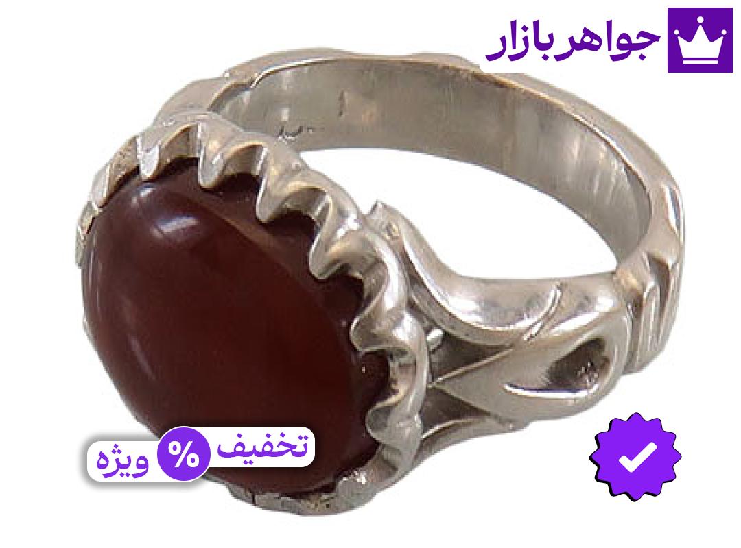 انگشتر نقره عقیق یمنی قرمز مرغوب رکاب صفوی مردانه