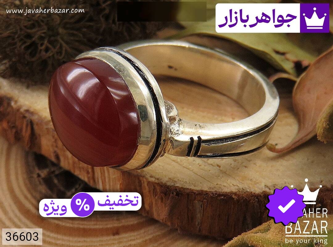 انگشتر نقره عقیق یمنی قرمز طرح صفوی مردانه دست ساز