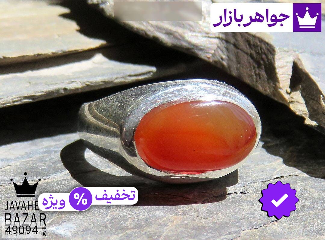 انگشتر نقره عقیق یمنی قرمز طرح صفوی مردانه