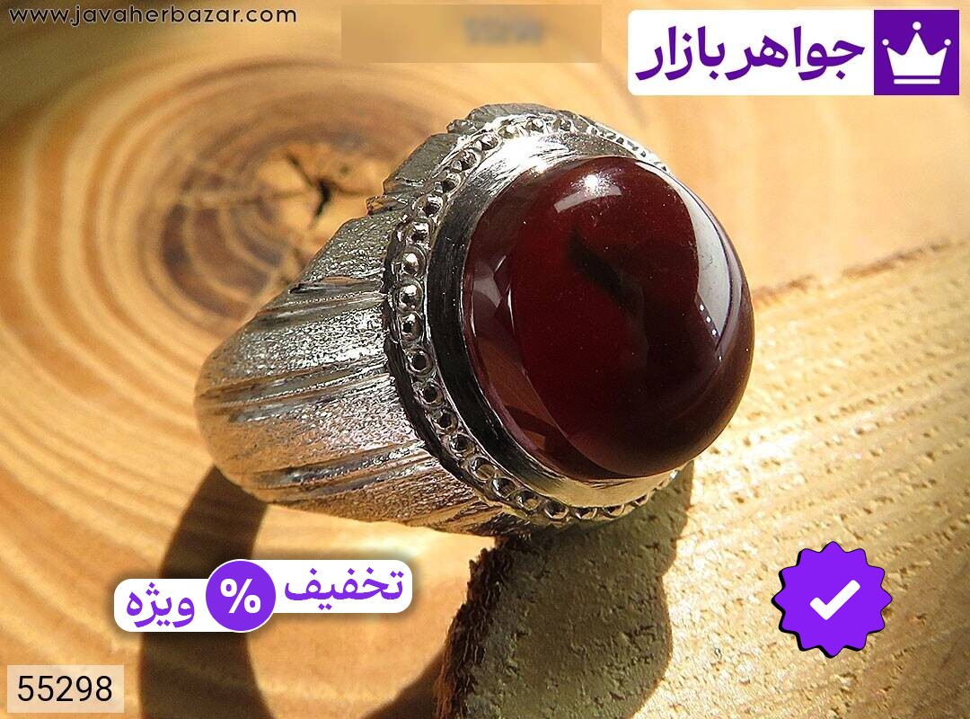 انگشتر نقره عقیق یمنی برجسته مردانه دست ساز