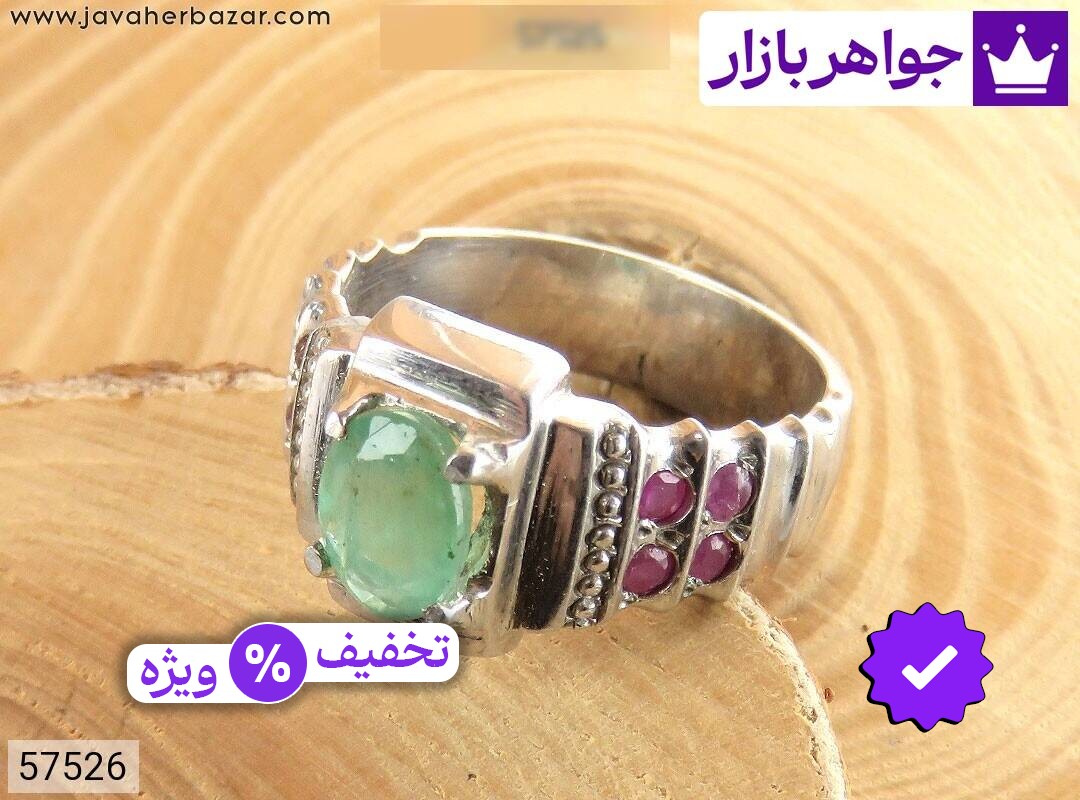 انگشتر نقره یاقوت و زمرد زامبیا مردانه