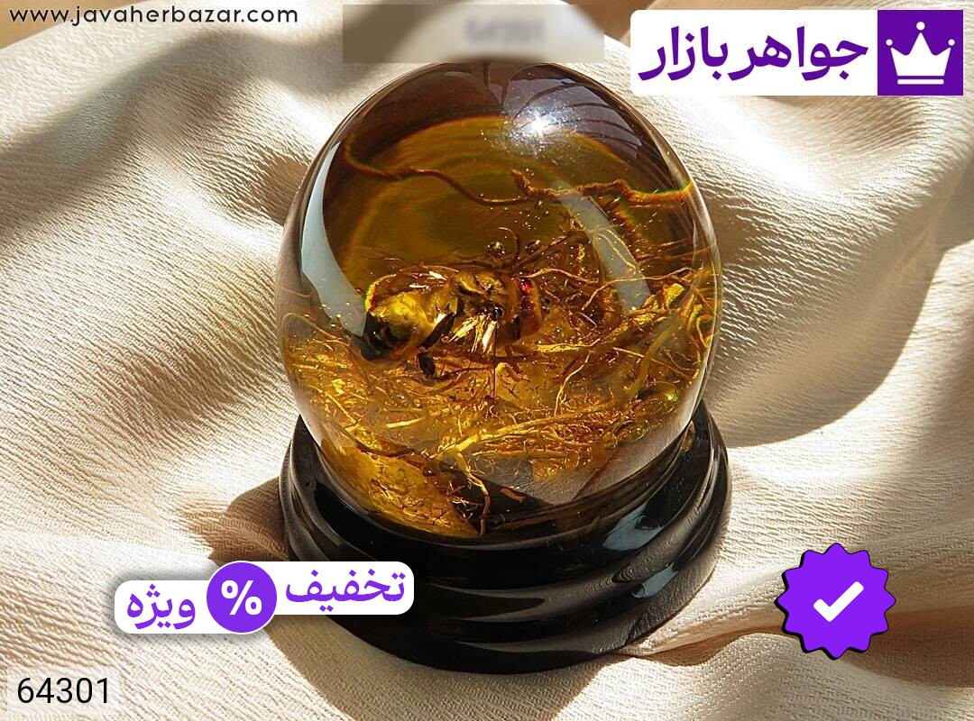 تندیس رزین طرح کهربا حشره ای